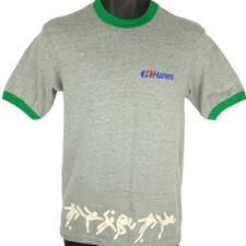Vintage Hanes Soccer T Shirt Mens Size Small 80s Futbal Ringer Tee Made In USA