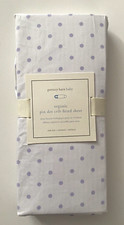 Pottery Barn Baby Pin Dot Crib Fitted Sheet 100 Organic Cotton White Purple NEW