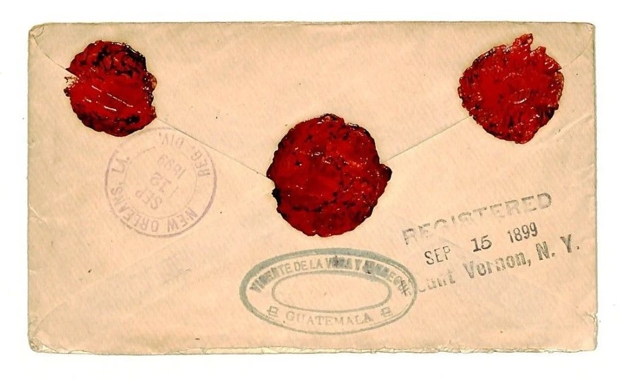 Guatemala QUETZAL BIRDS Franqueo 1899 Registrado UPU Papelería Cubierta EE. UU. F106a Foto 3 de 4