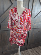 Zara Mini Dress Wrap Women's Medium Pink Red 3/4 Sleeve V Neck