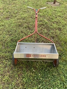 SUPER TUFF FIND!!RARE ANTIQUE SEARS CRAFTSMAN STAINLESS STEEL DROP SPREADER!