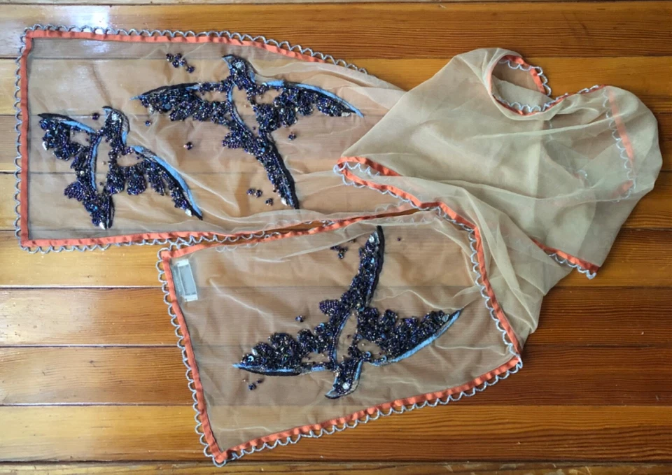 Increíble bufanda de seda de cristal con cuentas Foto 2 de 4