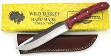 Wild Turkey Handmade Full Tang Real File Hunting Knife w/ Leather Sheath