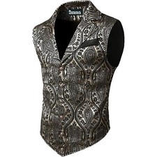 Men's Gold/Black Victorian Suit Jacket Gentleman Vest Steampunk Gothic Waistcoat