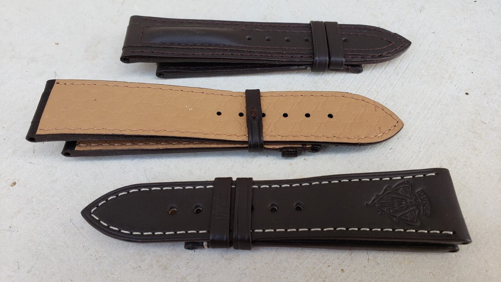NEW GUCCI WATCH BROWN LEATHER BANDS STRAPS SIZE 22MM LOT OF 3 NEW BANDS