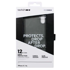 Tech21 Evo Check Rugged Slim Case For Apple iPhone Xs / X - Smokey Black