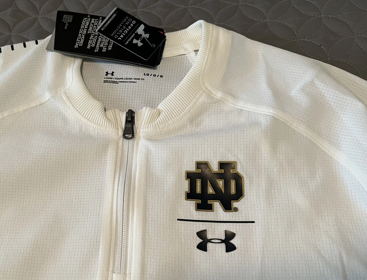 Under Armour Notre Dame White LS Quarter Zip Coach Windbreaker