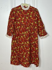 Vintage Handmade Kids Dress 2t 60s 70s Floral Long Maxi FAST SHIP