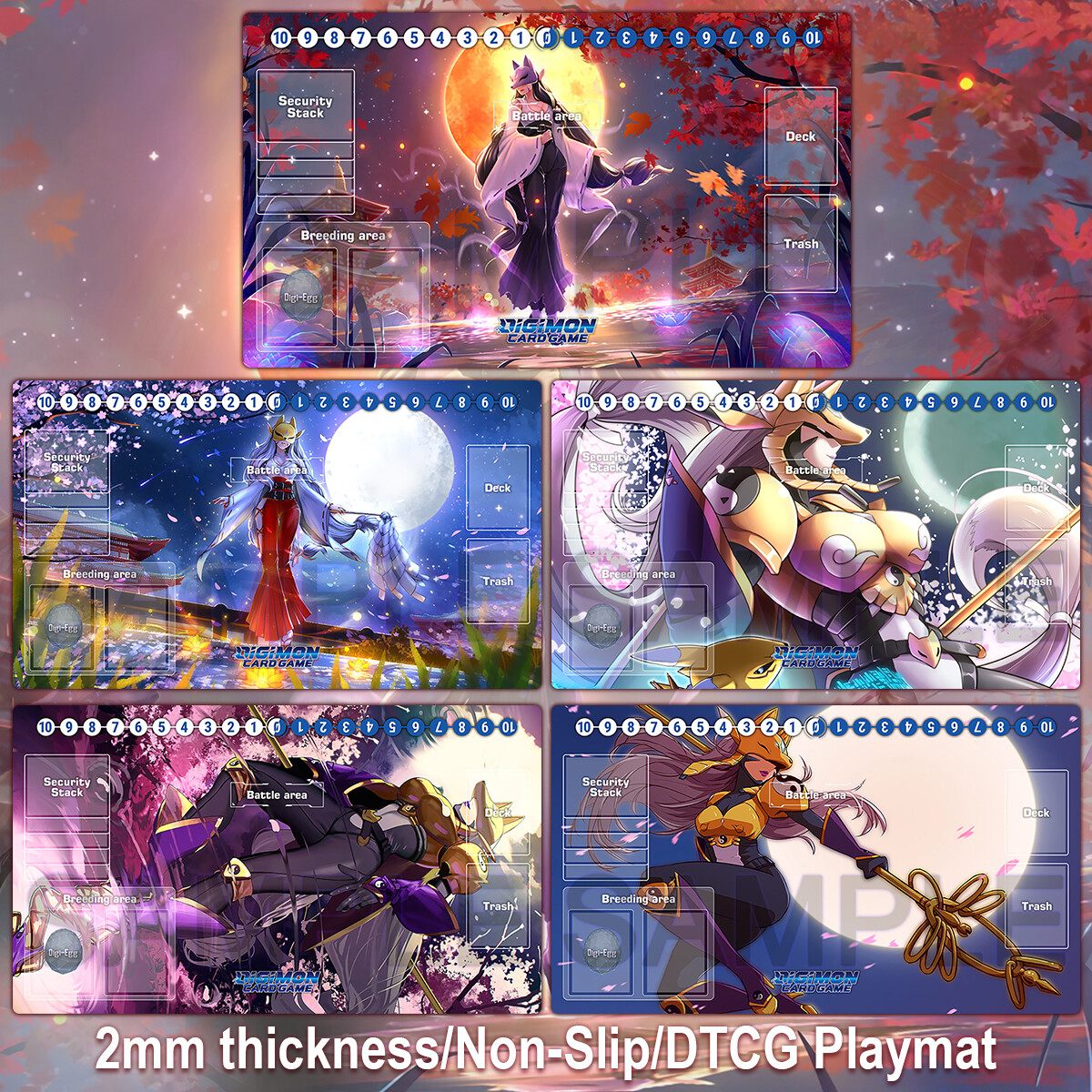 Digimon Playmat Sakuyamon Kuzuhamon Miko Mode TCG Mat CCG Trading
