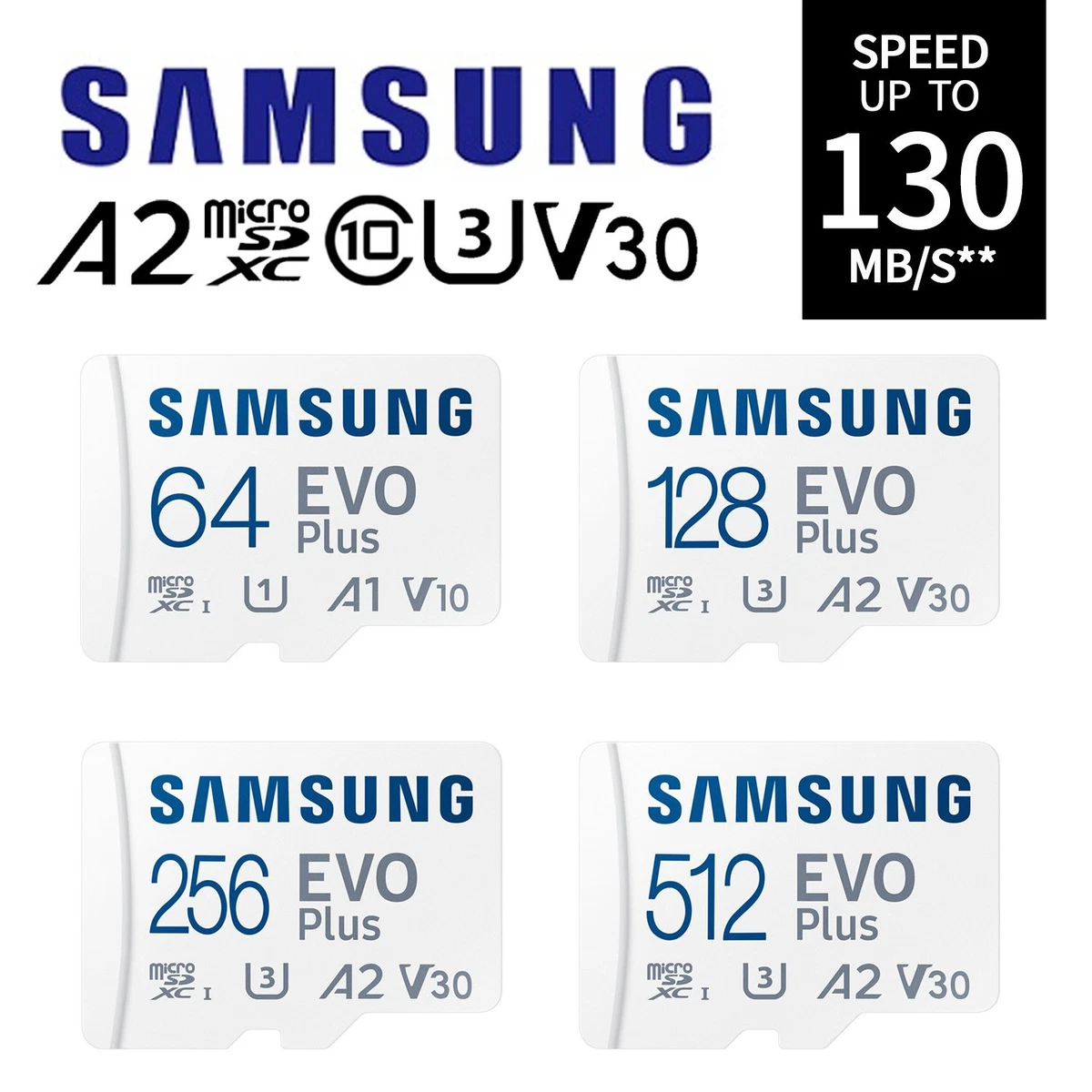 Samsung Evo plus 512 GB micro SD class 10 - read up to 130MB/s - avec