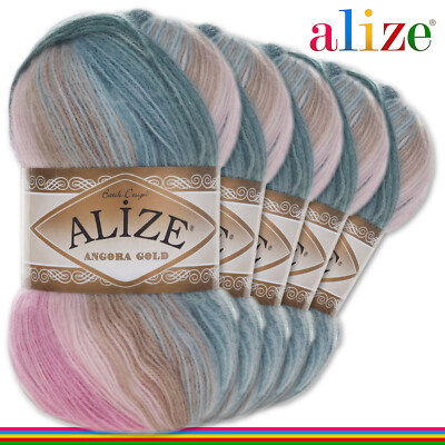 Alize 5 x 100 g Angora Gold Batik Farbverlaufswolle Polyacryl ergiebig 31 Farben