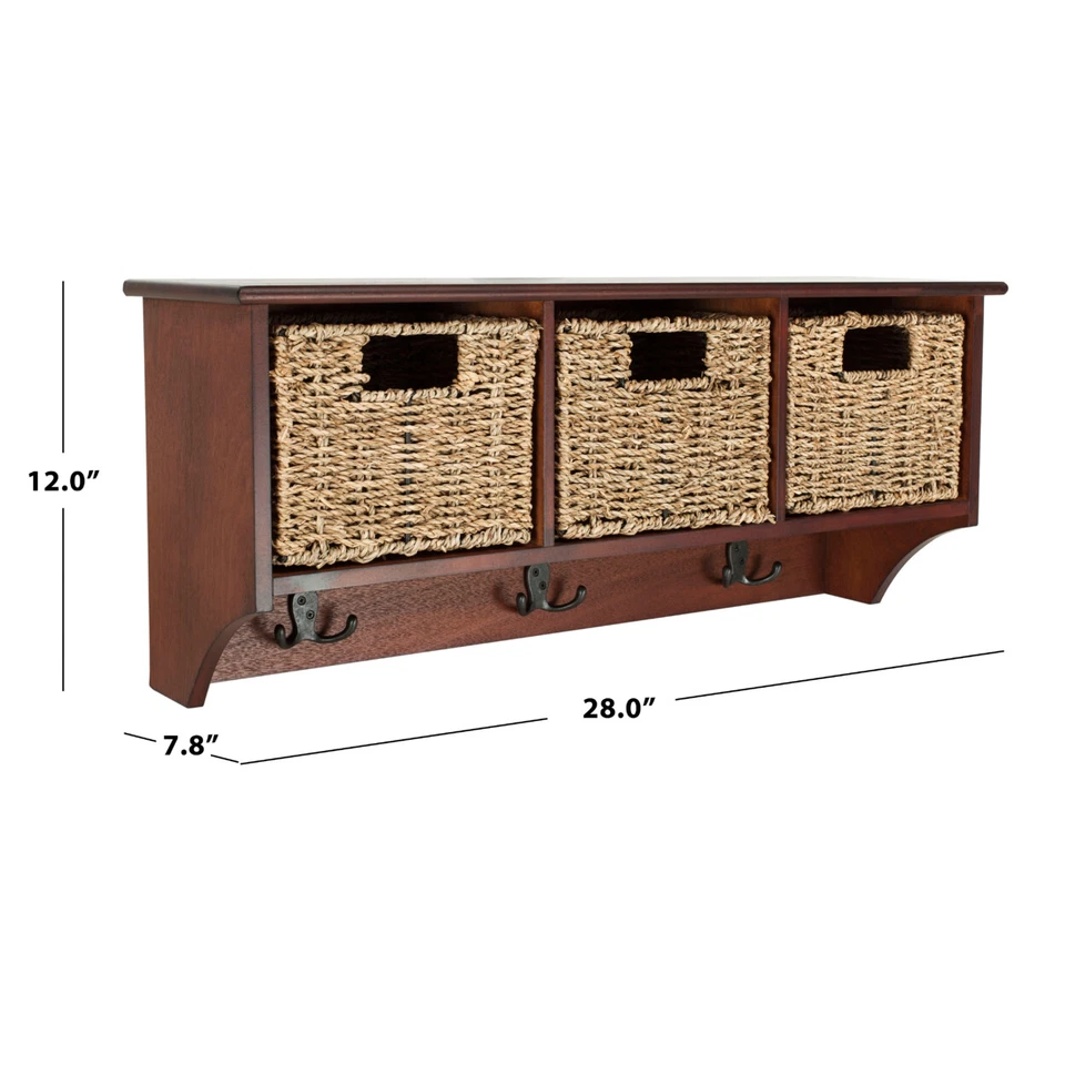 SAFAVIEH Finley Colgante 3 Cestas Estante de Pared | Cereza | Foto 4 de 4