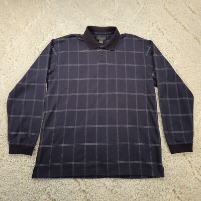 Van Heusen Mens Long Sleeve Shirt Sweater Collared Pullover Size Large Warm Cozy