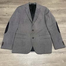 Hugo Boss Jayden1 Mens Wool Blazer Jacket Pencil Birdseye Elbow Patch Sz 38R