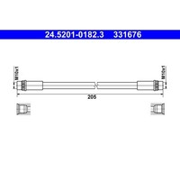 ATE 24.5201-0182.3 Bremsschlauch FüR Smart Renault Fortwo Forfour Twingo 453