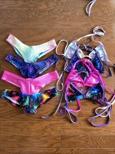 Lot Of 4 Sets Exotic Dancer Tri Top And booty short  Set