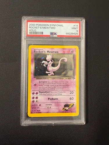 New ListingRocket's Mewtwo Holo Rare Card 14/132 Graded PSA 9 2000 Pokemon Gym Challenge