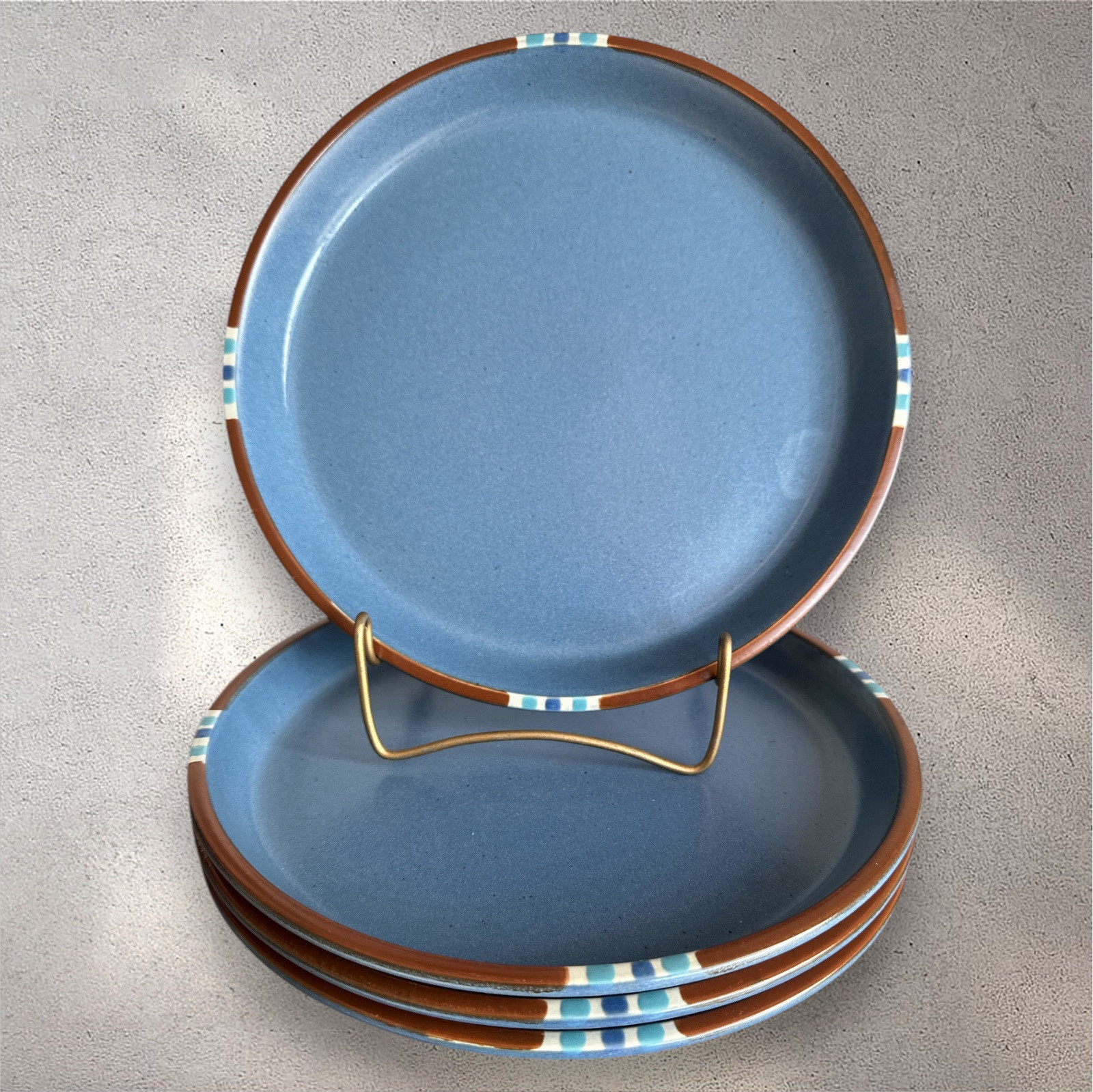 Dansk Mesa Sky Blue 10.5 Inch Stoneware Dinner Plates Set of 4 Made in Japan