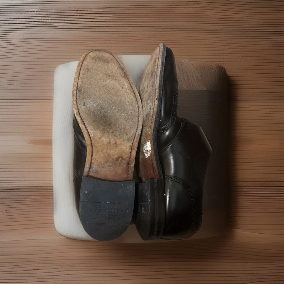 ZAPATOS CHARLES TYRWHITT COMPTON CUERO NEGRO PUNTA DE ALA BROGUE MONJE CORREA TALLA 9 IS Foto 3 de 4