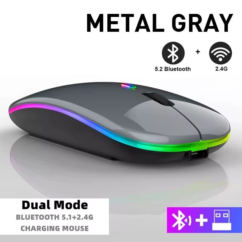 2.4GHz Wireless Optical Mouse USB Rechargeable RGB Cordless Mice For PC Laptop