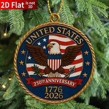 250th Anniversary of United States 1776-2026 Eagle Flag- 2D Acrylic Ornament