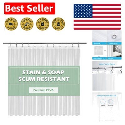 Clear Waterproof PEVA Shower Curtain Liner 72x72 - Safe & Stylish Solution