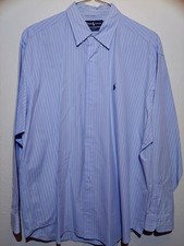 Vintage Ralph Lauren Striped Dress Shirt Blake 100 Two-ply Cotton Size XXL EUC