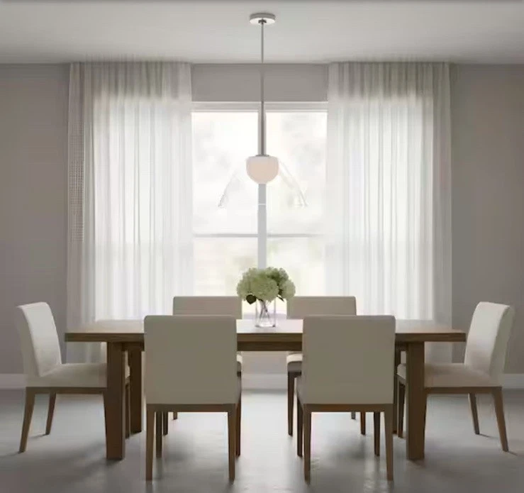 Suma 16 pulgadas Lámpara colgante de níquel cepillado H 1 luz con pantalla grabada de ópalo blanco Foto 2 de 4