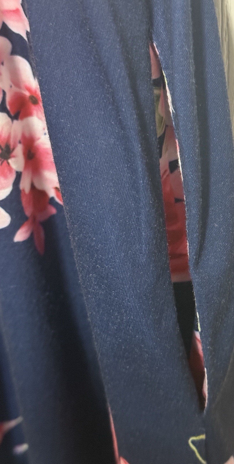 OUGES Women's Navy Floral Dress Size XL Short Sle… - image 5