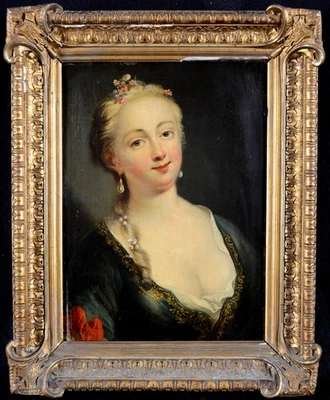 19. JAHRHUNDERT ENGLISCHES ÖL AUF TAFEL PORTRAIT EINER DAME ANTIK GEMÄLDE - Bild 1 von 4