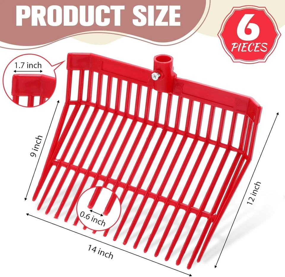 6 peças cabeça de substituição de garfo de estrume, cabeça de garfo de 18 dentes com parafusos e porcas - Imagem 2 de 4