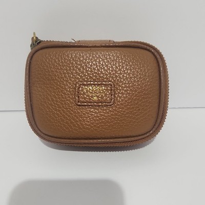 Fossil New With tag camel Cowhide Leather  Mimi Jewelry Box w/drawstring Pouch