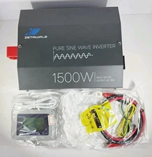 1500 Watt Pure Sine Wave Inverter 12v DC to 110v 120v AC Converter 3000W Peak.
