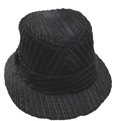 Minimalist Black Corduroy Fedora Pre-Owned Black Corduroy Fedora QGA04DUNKB000 main image 2