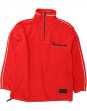 MCNEAL Mens Zip Neck Fleece Jumper Large Red CJ29