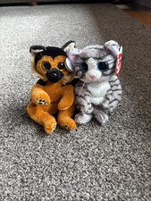 Ace & Mitzi Original Ty Beanie Babies - German Shepherd And Cat - New 