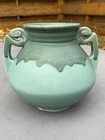 Vintage Roseville Carnelian Drip Green Vase #318-8 Art Pottery