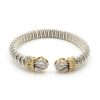 Alwand Vahan Sterling 14K Gold bicolor Kabel Diamant Manschette Armband #S5918 2