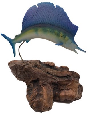 Vintage JOHN PERRY Blue Marlin Swordfish Jumping Out Water Sculpture