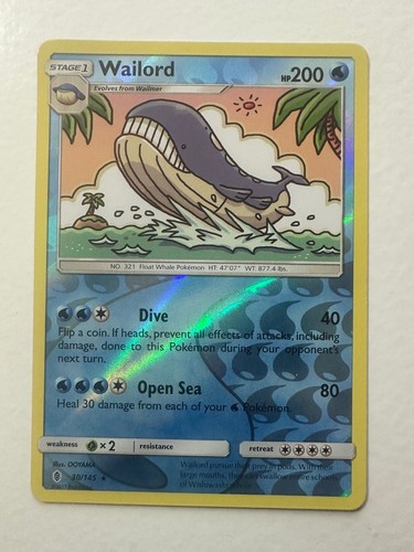 Wailord 30/145 Rare Guardians Rising Pokemon Reverse Holo NM