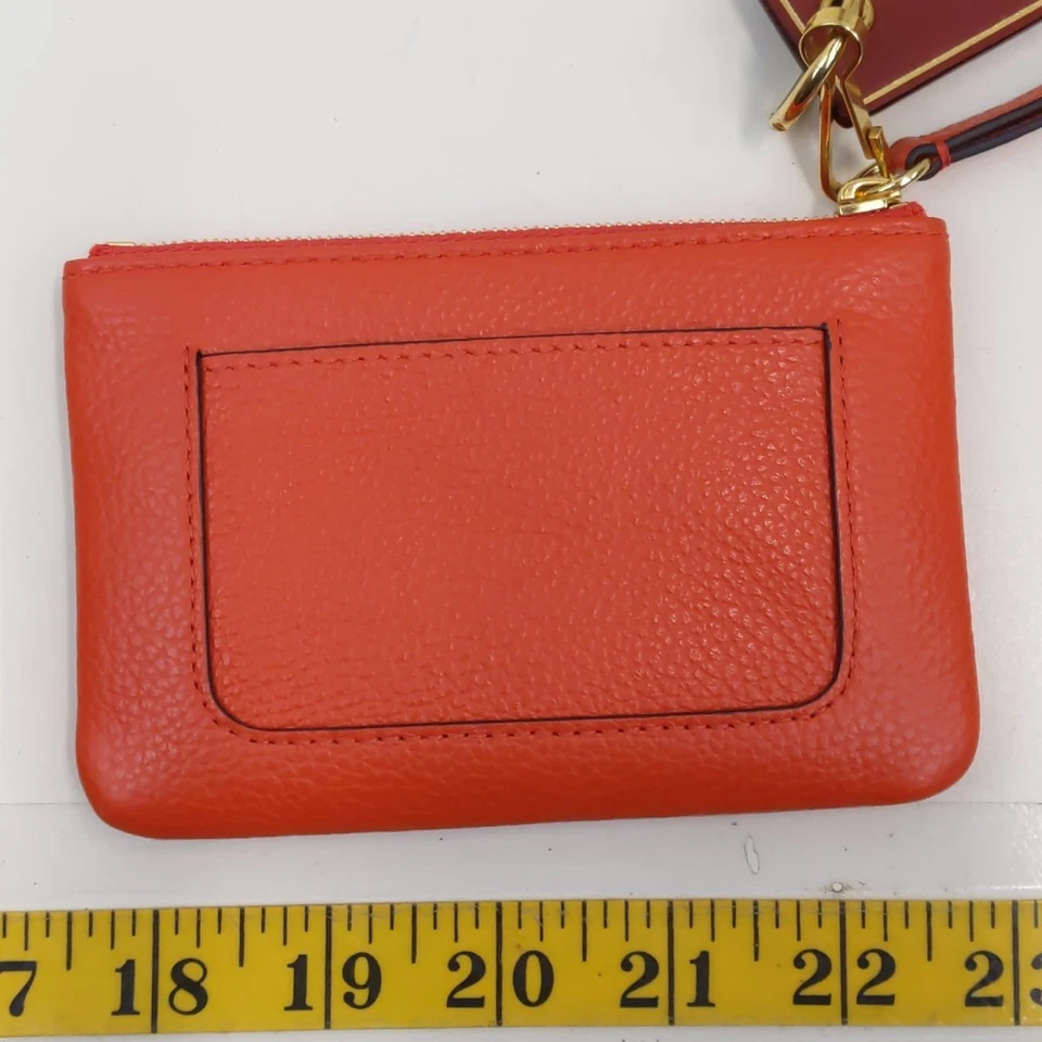 Mulberry England Pequeña Bolsa con Cremallera Coral Naranja Guijarro Cuero Monedero Dorado  Foto 2 de 4