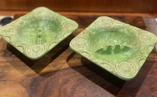 Vintage Ashtray MCM Royal Haeger Drip Glaze Green Marbled MCM  2043 SET OF 2