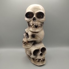 Halloween Stacked Skulls Totem Color Changing Flashing Lights Tabletop Decor