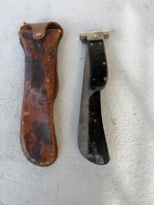 US WWII Cattaraugus Folding Machete Knife & Leather Sheath All Original NICE