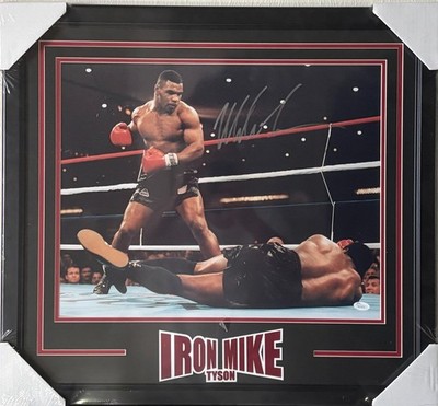 Mike Tyson Signed Framed Photo Autograph Knockout JSA Witnessed  Iron Mike