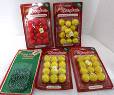 mini satin thread ball Christmas ornaments 48 pcs  green bead trim sealed