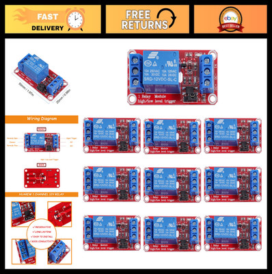 12V Relay Module 1-Channel with Optocoupler Isolation, High/Low Level Triggering