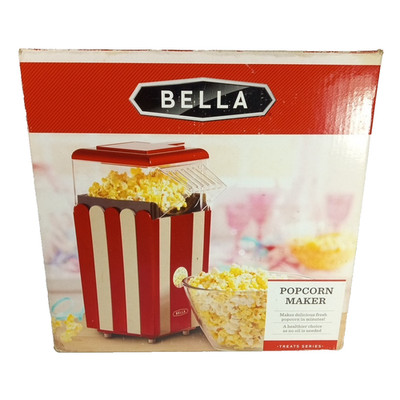 Bella Air Popper Popcorn Maker Red Movie Night No Oil Healthy Snack 13'' Tall