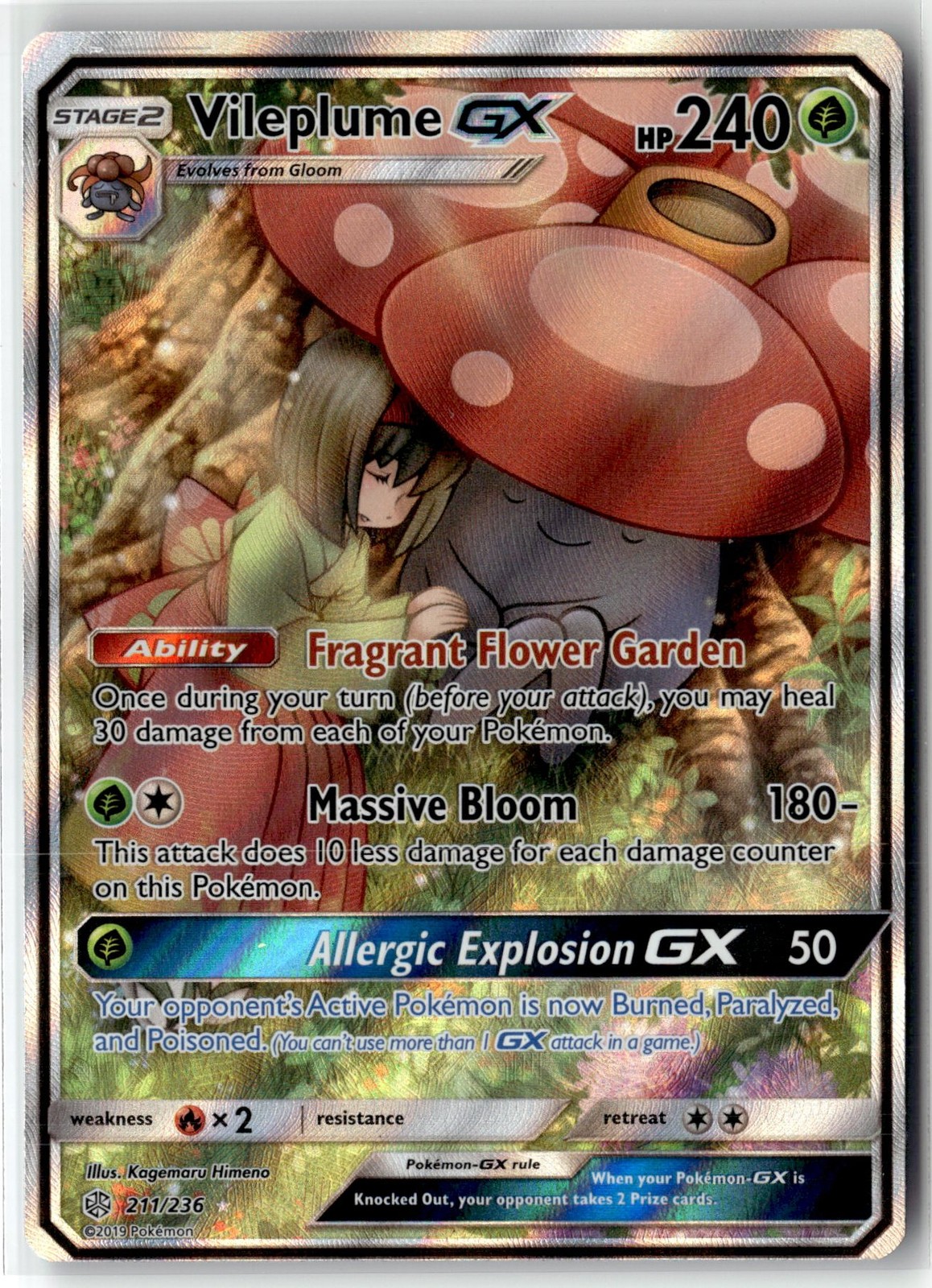 Vileplume-GX ⭐️ 211/236 Holo Rare Ultra Cosmic Eclipse 2019 Pokemon NM