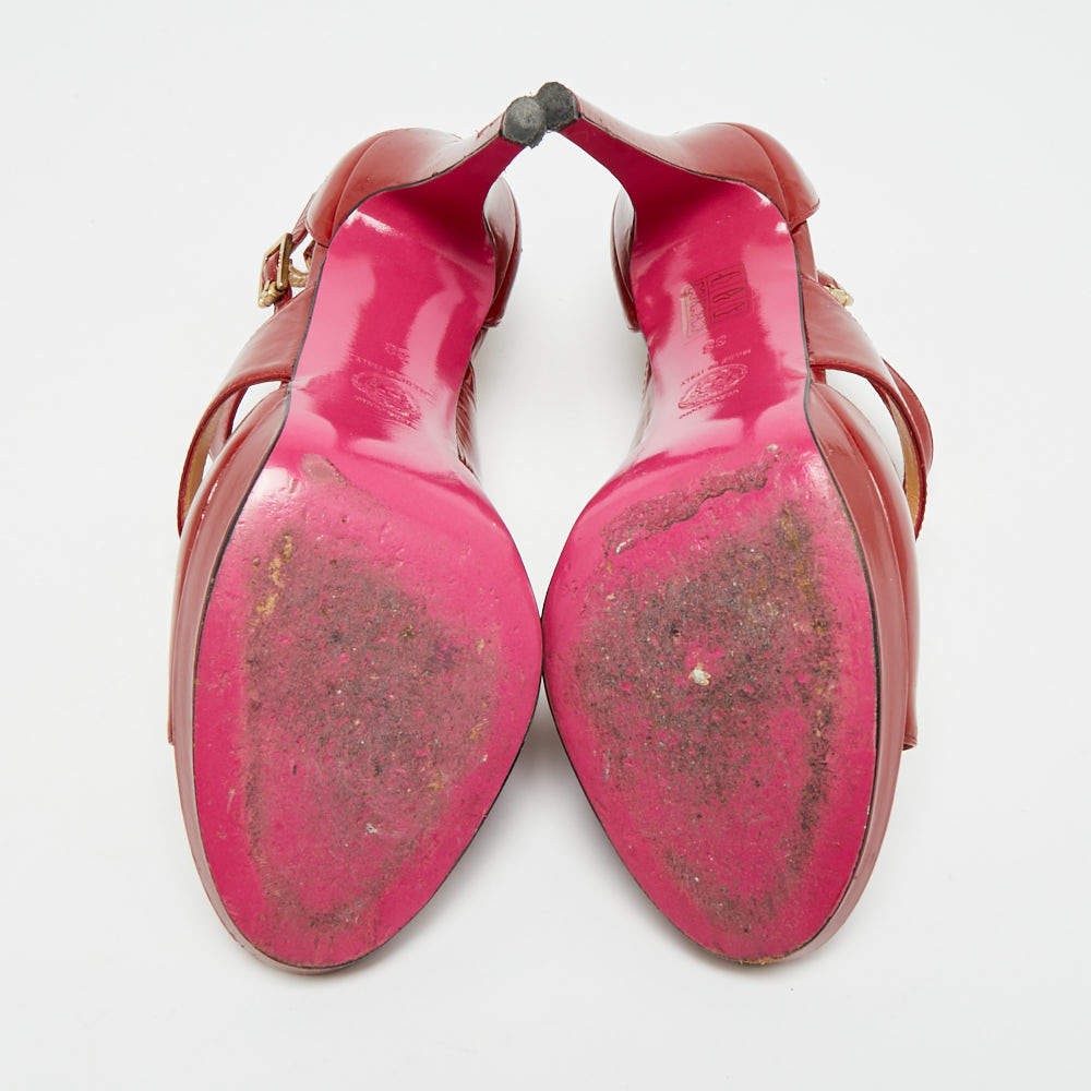 Versace Size 38 Red Patent Leather Ankle Strap Sandals thumbnail 6